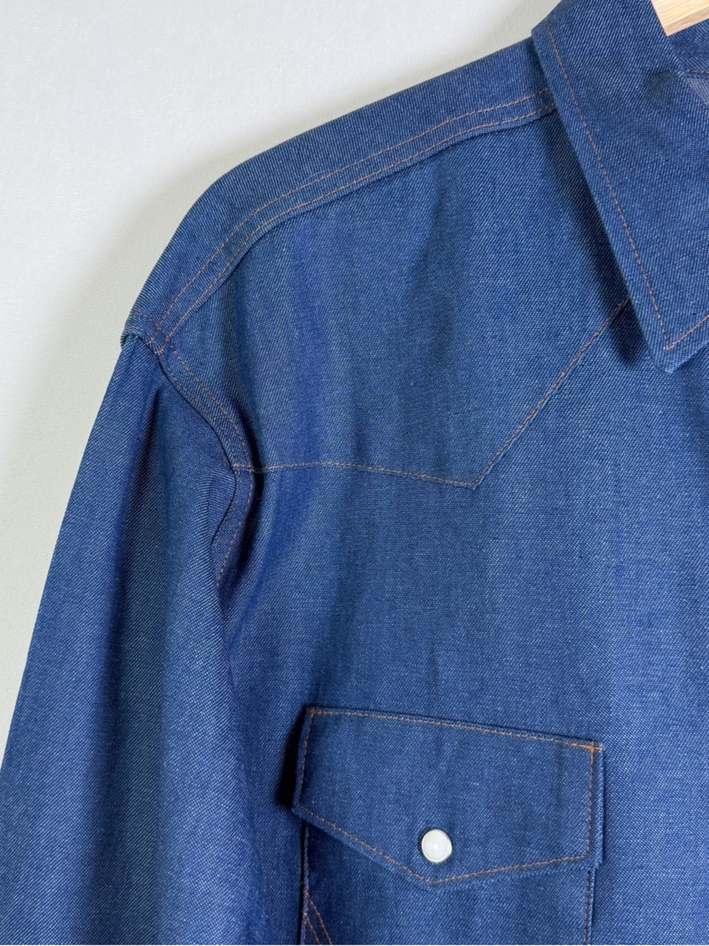 Wrangler Men’s Denim Western Pearl Snap Shirt Cowboy Core Ranchwear Sz XL Tall - Picture 6 of 11